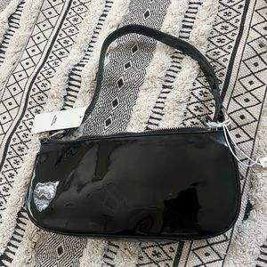 NWT Urban Outfitters Black Patent Vegan Leather Small Shoulder Bag
